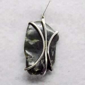 Jade Silver Wrapped Pendant